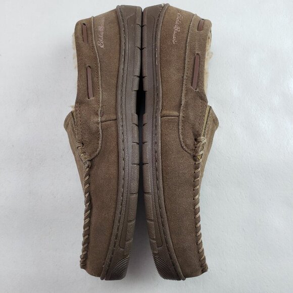 Eddie Bauer Westhaven Slipper Mens 13 Brown Suede Slip On Faux Fur House Shoe - Picture 5 of 14
